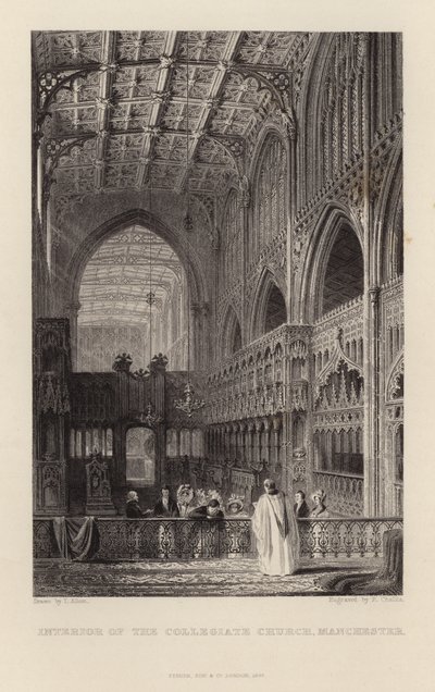 Interieur van de Collegiale Kerk in Manchester door Thomas Allom